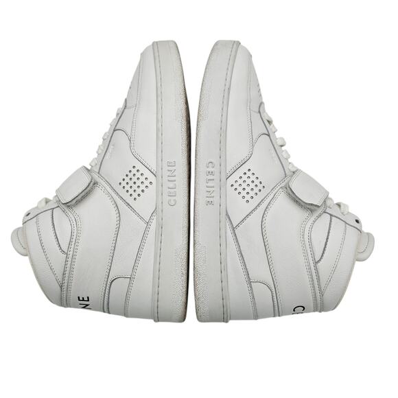 Celine High Top Sneakers Trainers CT-03 White Leather Shoes Size 39 US 9 - Picture 6 of 9